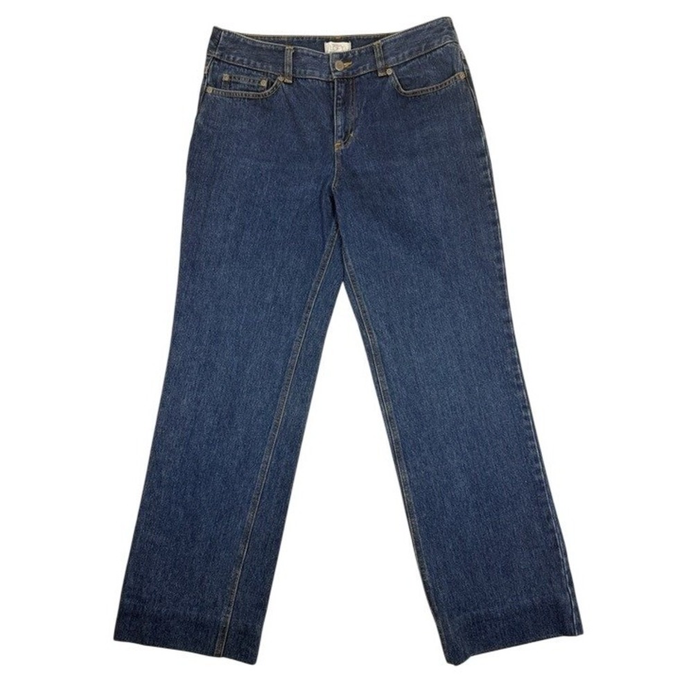 Ann Taylor Loft Women Blue Wide Leg Jeans High Rise 100% Cotton Size 8L Long